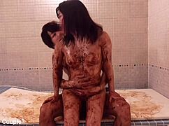 Valentine Madness: Japanese Wife Covered in Chocolate Rides Hard for Multiple Orgasms in Amateur POV
