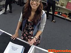 Wow, this beauty rides the pawnbroker's monster cock in doggystyle! 😍