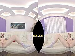 Virtual Reality Play With Dildo On Sofa.