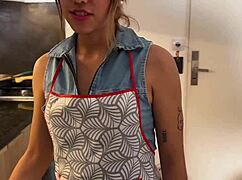 maid bent over sucking big cock cum