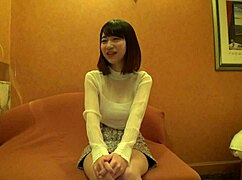 Slender Chinese college girl Shihos first AV with big tits. Standing back, riding, and facial cumshot in hot threesome.