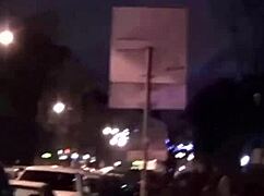 Euro teen 18+ gives double blowjob in threesome.