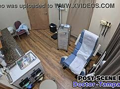 I had my first gyno exam with dr tampa, spreading my pierced nipples and small 18+ tits backstage