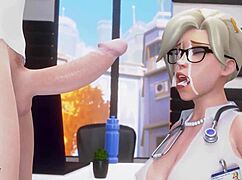 mercy gives an amazing blowjob sucking like a pro