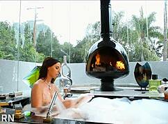 Is this MILF masturbating in the bathroom?