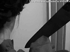 Feeling intense emotions in the shower as the brunette psycho girl bathes.