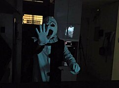 Natalia in heels gets bent over for a spooky fuck on Halloween