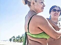 me and my slutty friend fuck on the beach for everyone to see