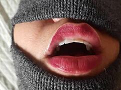 girlfriend gives closeup blowjob during massage