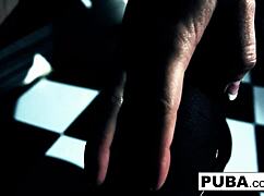 Brunette pornstar Dani Daniels teases with her big tits and wet pussy in a solo masturbation session.