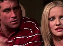 cheater seduces brunette with deepthroat and anal, pounding her ass beside oblivious girlfriend