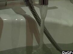 Dagfs masturbates and sucks cock in a hot bathtub
