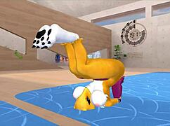 Renamon's Sensual Workout Music Video with Stretching