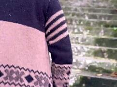 Horny Girl with Pink Pussy Climbs Hill to Offer Wet Pussy Publicly