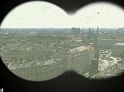 college girl with blue eyes fingers her shaved pussy