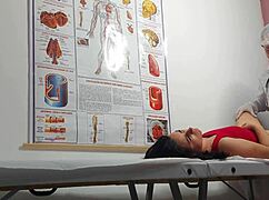 the gynecologist fingers the patient's ass and fucks her with a big cock in the hospital