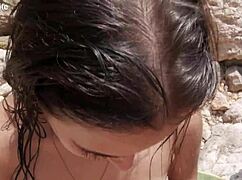 Fucking stepsister on beach, public outdoor sex