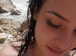 Fucking stepsister on beach, public outdoor sex