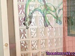 I Creampie The Petite Teen In The Shower After Blowjob