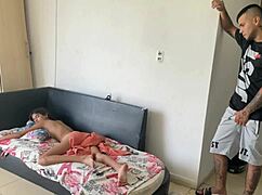 I wake him up and fuck his tight pussy hard! 💦