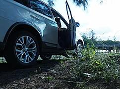 urgent piss stop turns into cock sucking by asian girl tina