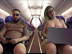 this woman in the plane started touching her wet pussy next to me, and i jerked off seeing that.