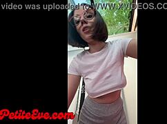 Cute petite latina plays with her big dildo and moans