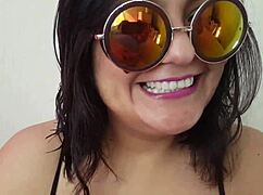 Amateur BBW With Big Natural Tits Shows Super Tongue Skills and Massive Squirting.