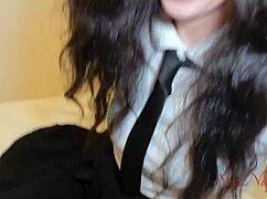 schoolgirl hesitates but lets me fuck her squirting pussy