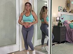 Sexy Milf Tries On Tight Gym Workout Clothes In Exhibitionist Haul.