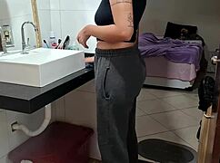 Boldly Catching The Maid In The Bathroom While Wife Sunbathes