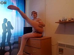 Blonde milf intensely masturbates on desk