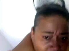 Chubby married wife seductively bathes husband, spreading natural tits and ass