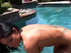 Brunette Bent Over Ass And Pussy Plowed In Threesome Cumshot