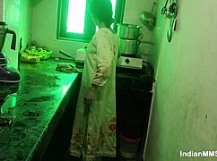 Indian Maid Hot Fucking In Kitchen While Cleaning Blowjob To Hot Sex