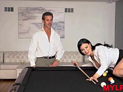 Bombastic Secretary Plays Billiard With Bosses In Hardcore 3some Double Penetration