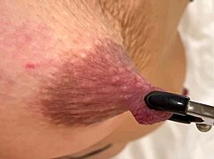 bondage my hands and spanking my boobs next play very hard with my nipples clamps