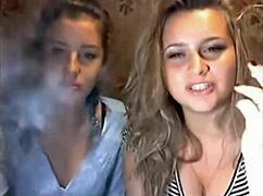 girls cam with cigarette smoke