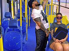 i cornered my tattooed neighbor on the bus and she gagged on my big cock