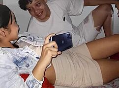 I Find My Stepsister Watching Porn, Make a Bet, and We End Up Fucking in Bisexual Lesbian Encounter