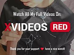 hot handjob leads to huge cum on clothes pov