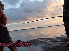 Giving to unknown fisherman in interracial homemade cumshot fun.