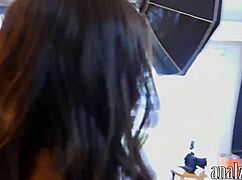 Sexy Brunette Girlfriend Explores Anal In Studio