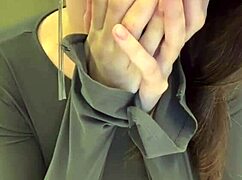 the pregnant stepmother slowly reveals her milky tits from the red bra in the quiet room