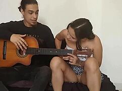 Stepsister Wants Masturbation While Playing Guitar