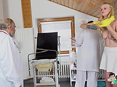 i'm ariela donovan, 20-year-old blonde, gettin my pussy examined by two old docs