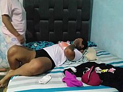 I Catch Stepmother Sniffing Underwear While Touching Tits, Help Suck Pussy