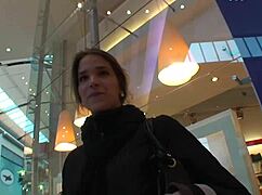 In the mall baths, the whore gets anal blowjob and cumshot