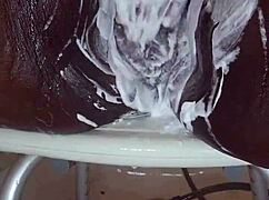 black milf shaves wet pussy fully