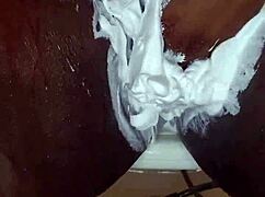 black milf shaves wet pussy fully